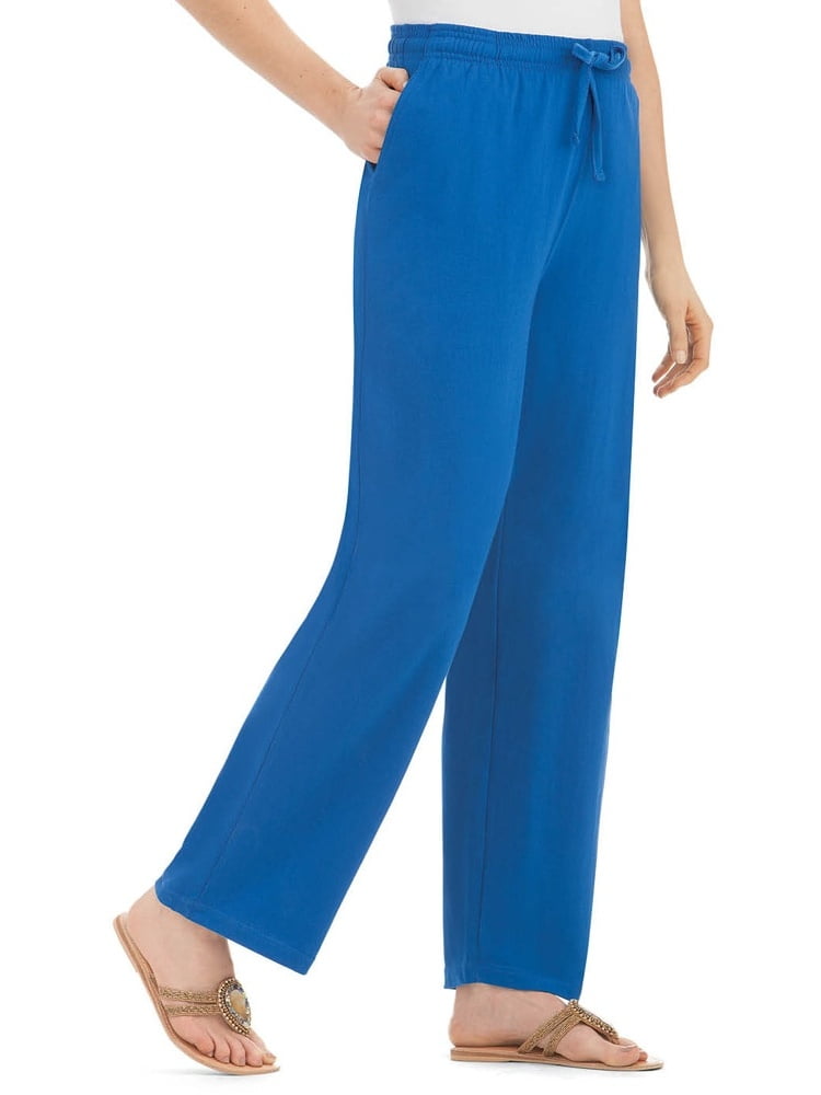 Women's Cotton Knit Elasticized Drawstring Pant, Large, Royal Blue