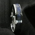 thumbnail image 4 of Tungsten Rings for Men Wedding Bands for Him 6mm Silver on Blue Celtic Dragon, 4 of 4