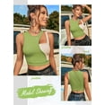 thumbnail image 7 of QAFOPEH Women Contrast Color Hollow Out Round Neck Sleeveless Cropped Tank Top, 7 of 7