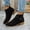 Black, variant on Womens Ankle Chelsea Boots Inner Side Zipper Low Stacked Block Heel Faux Suede Casual Short Booties for Fall Winter Daily Outfits Wine 42