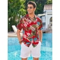 thumbnail image 2 of sogami Cotton Short Sleeve Hawaiian Shirts for Men Floral Summer Holiday Shirt, 2 of 6