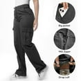 thumbnail image 3 of Soulsfeng Women's Baggy Cargo Pants Relaxed Fit Casual Cotton Pants with 6 Pockets Black Size 10, 3 of 7