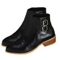 thumbnail image 2 of Roncen Women's Fashion Autumn Winter Casual Retro Ankle Boots - Versatile Mid Heel Chunky Heel Pointed Toe with Buckle Decor and Side Zipper, 2 of 8