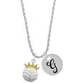 thumbnail image 1 of Delight Jewelry Silvertone Volleyball - Crown Silvertone Script Initial Disc - G - Charm Necklace, 20"+3", 1 of 4