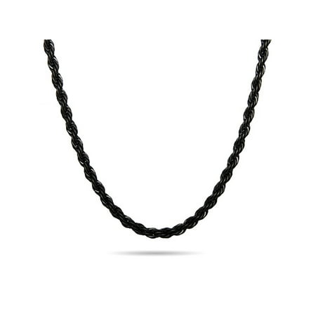Mens Black Plate Rope Chain