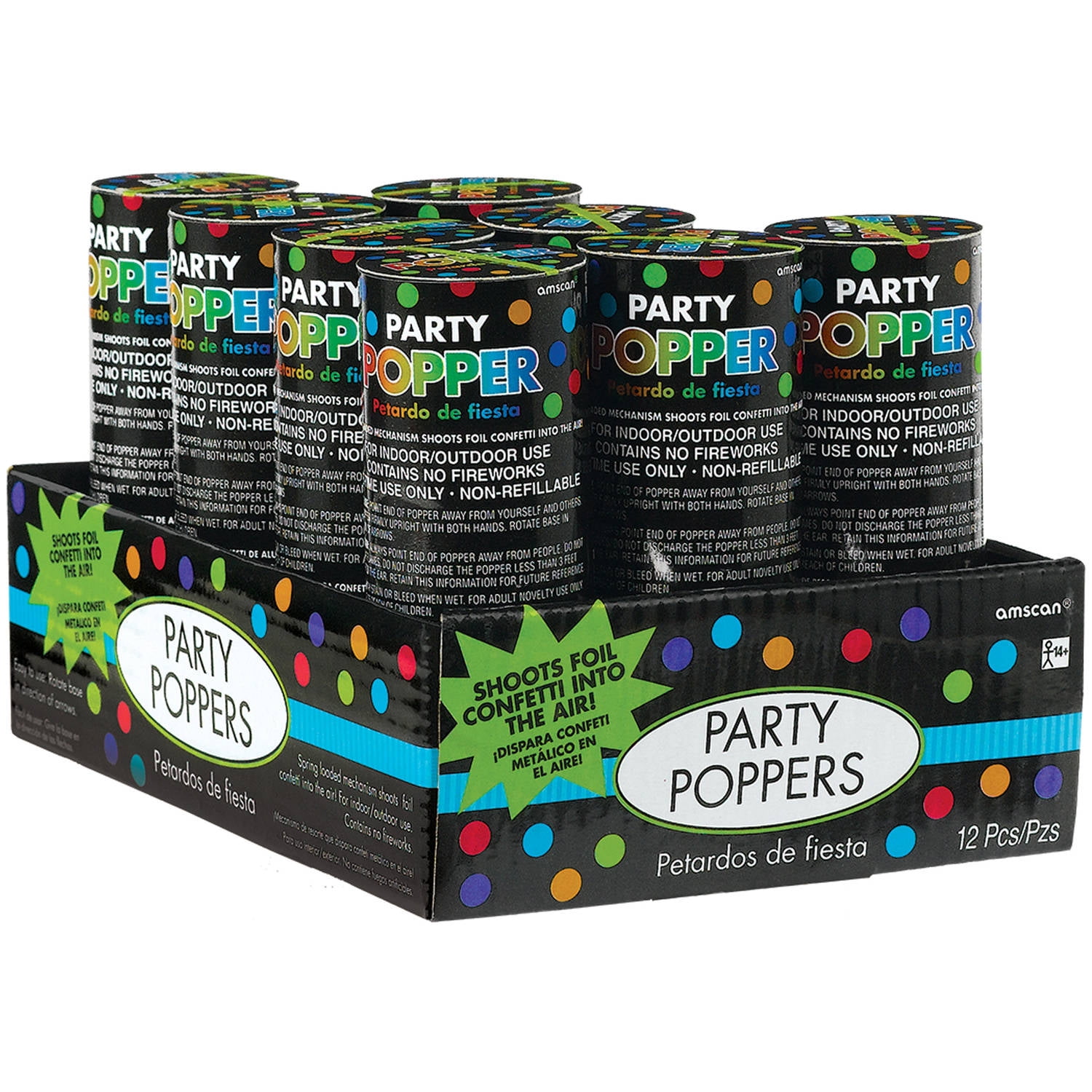 Lima Zogenaamd pint Black Party Confetti Poppers, 12 Count - Walmart.com