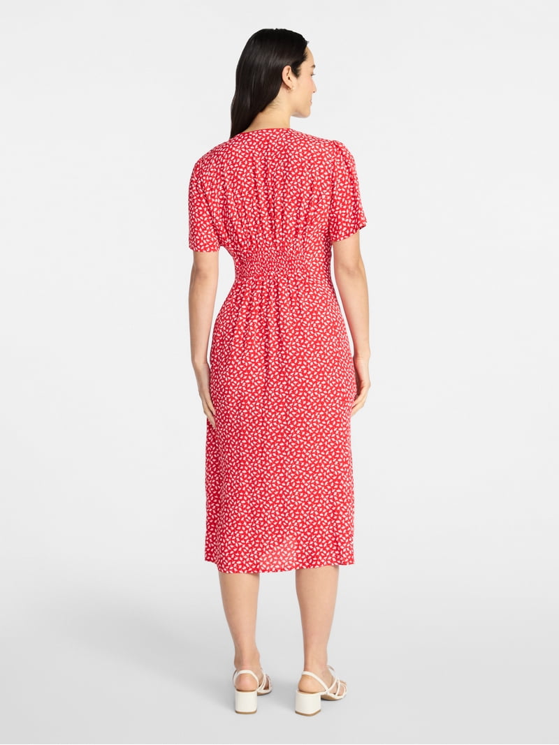 Time and Tru Women's Empire Waist Midi Dress with Short Sleeves, Sizes XS-XXXL - Walmart.com Time and Tru Women's Empire Waist Midi Dress with Short Sleeves, Sizes XS-XXXL - Walmart.com