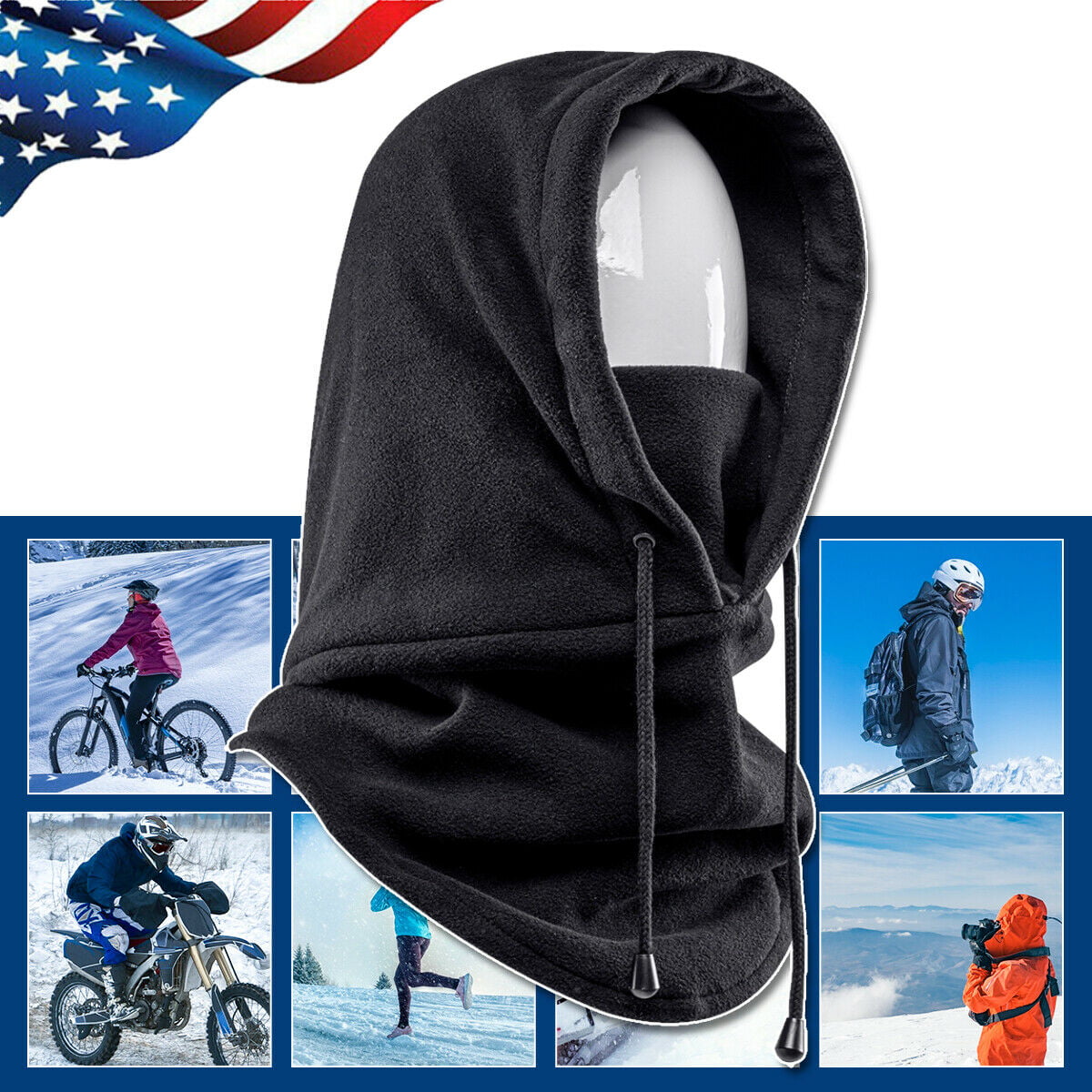 Ski Mask Balaclava Fleece Hood for Men Women Winter Neck Warmer Windproof Cap US 