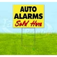 thumbnail image 1 of Auto Alarms Sold Here Yellow Cursive (18" x 24") Yard Sign, Includes Metal Step Stake, 1 of 6