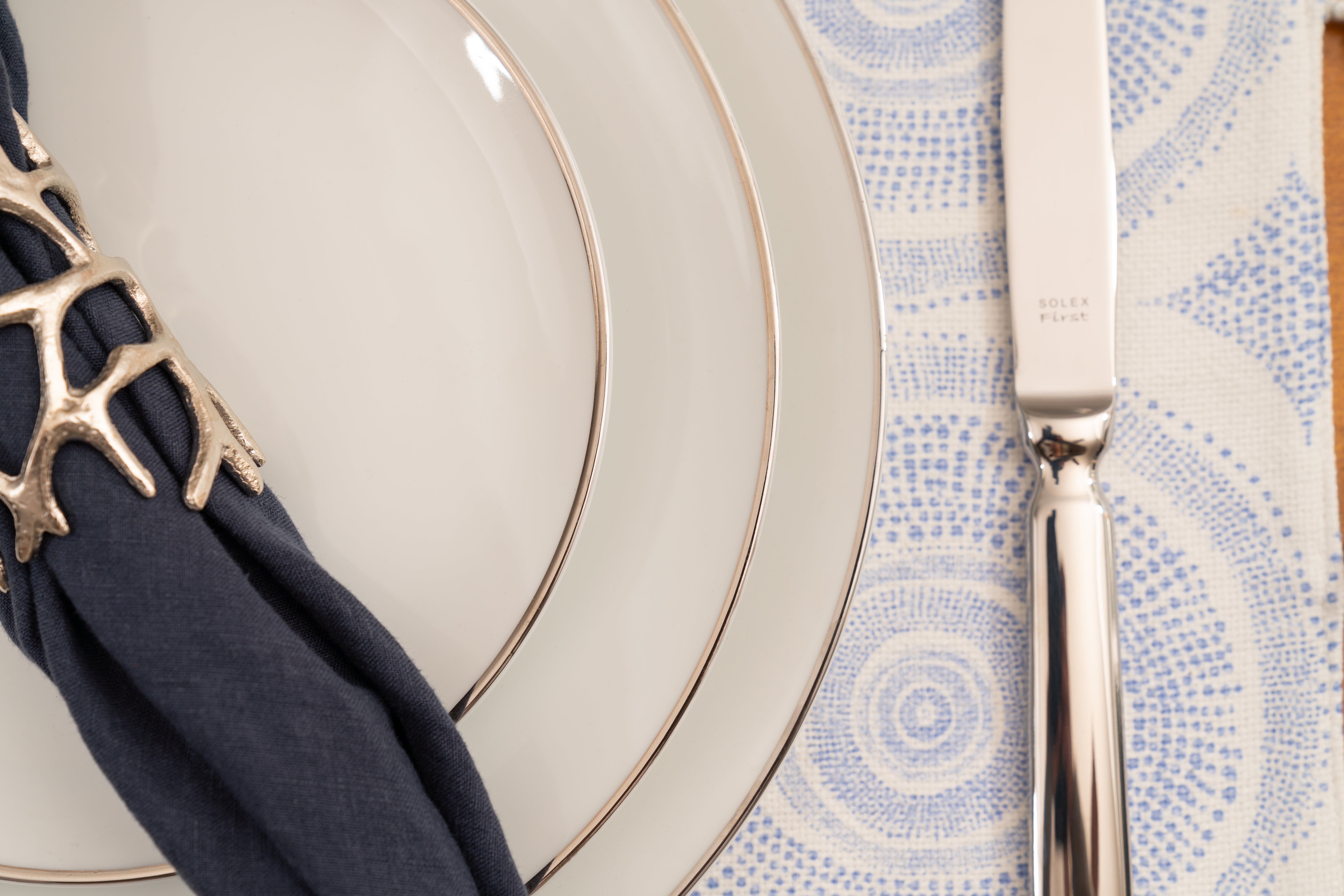 10 Strawberry Street Coupe Silver Line Porcelain Salad Plate Set of 6