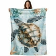thumbnail image 2 of Flannel Fleece Throw Blanket Sea Turtle Ocean Starfish Seaweed Lightweight Soft Plush Blankets,Underwater World Marine Life Cozy Warm Throw Blanket for Couch Sofa Bed Car Office 50x60in, 2 of 9