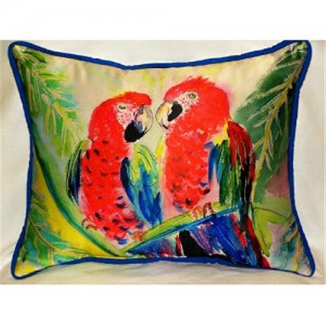 Betsy Drake ZP317 Deux Perroquets Jeter Oreiller- 20 x 24 Po.