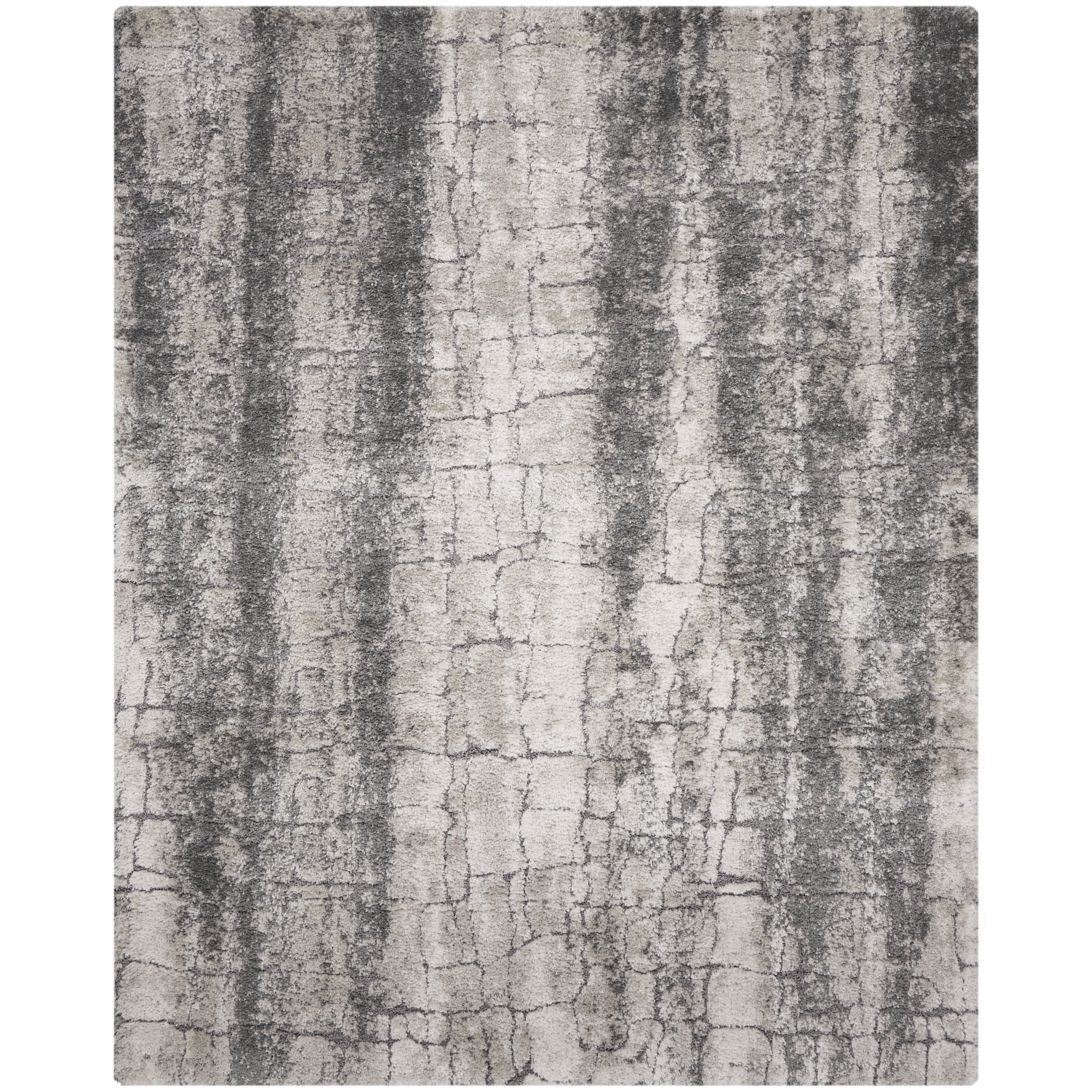Nourison Luxurious Shag 9' x 12' Ivory Charcoal Shag Indoor Rug