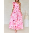 thumbnail image 3 of Vestido largo ZESICA 2025 Boho Floral Rosa XL para mujer, 3 of 9
