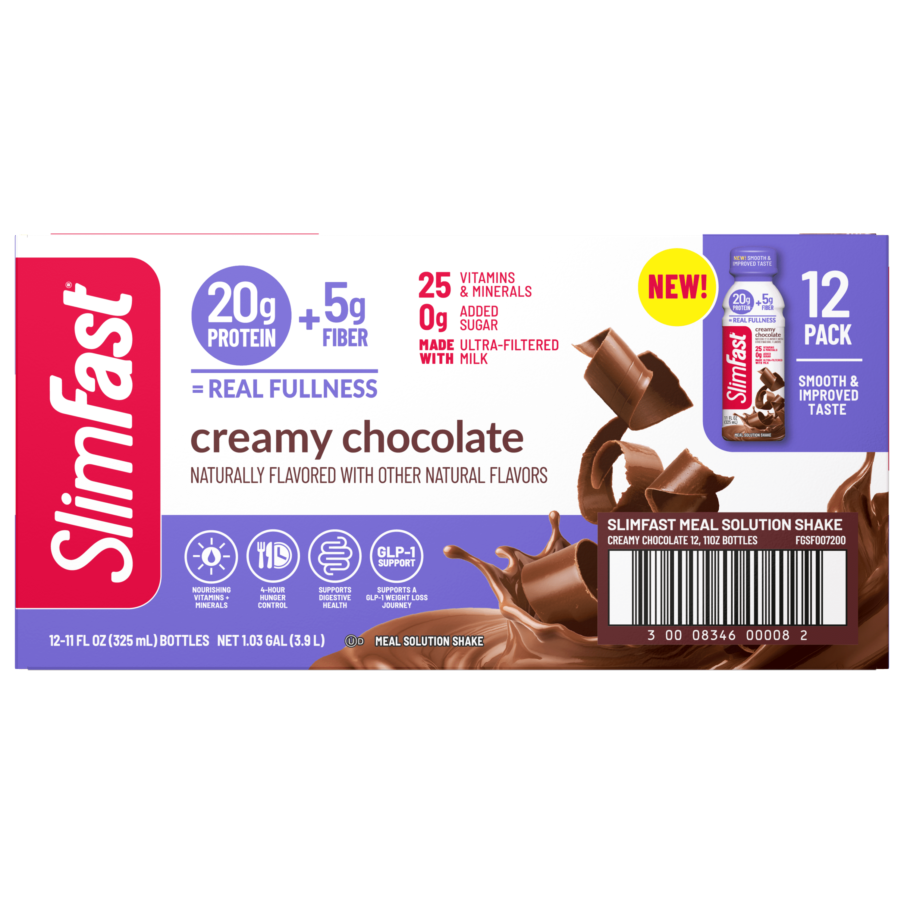 SlimFast High Protein 20g Ready To Drink Meal Replacement Shake Creamy Chocolate, 11oz, 12ct
