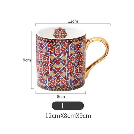 

Homeex Moroccan style gold painted ceramic mug milk cup Type L