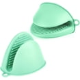 thumbnail image 1 of 1 par de mini manoplas de silicona para horno, pequeñas agarraderas para cocina, par de manoplas para freidora de aire para cocinar, hornear y asar (verde), 1 of 5