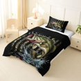 thumbnail image 3 of Feelyou Hunting Bass Fish Wildlife Twin Comforter Sets for Men Boys, Rustic American Flag Bedding Set, Rust Black Green, Black Reversible, 2pcs, 3 of 6