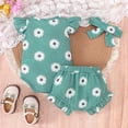 thumbnail image 6 of TOWED22 Cute Baby Girl Clothing Outfits Short Sleeve Romper Bodysuit Jumpsuit Shorts Set 3Pcs Summer Playwear Green,9-12 M, 6 of 7