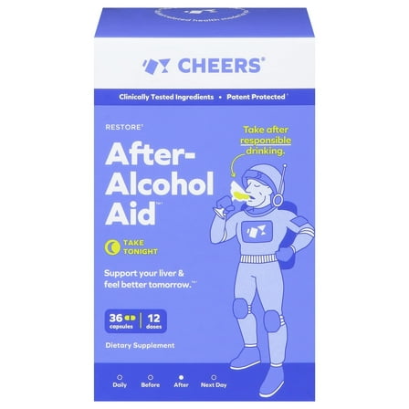 Cheers Restore: After-Drinking Aid   Liver Support, 1000 mg DHM & 450mg Cysteine, 12 Doses