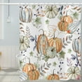 thumbnail image 4 of Pumpkin Shower Curtain, Fall Harvest Pattern Bath Curtains Yellow Green Watercolor Pumpkins Thanksgiving Bathroom Curtain Waterproof Fabric with Hooks for Home Decor, 72Wx72H, 4 of 6