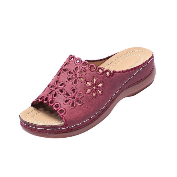 Wensltd Women's Walking Sandals Wide Width Round Toe Open Toe Sandals Lightweight Comfortable Outdoor Sandals Red