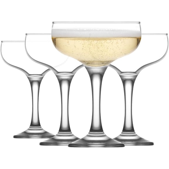 LAV Small Champagne Coupe Cocktail Glasses Set of 4 - Margarita, Martini, Wine, Cute Vintage Glassware - 7.9 oz