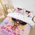 thumbnail image 2 of Castle Fairy Dreamy Glitter Afro Girl Duvet Cover Queen,Cute Pink Heart Sparkle Queen Bedding,Rainbow Pink,1 Duvet Cover and 2 Pillowcases, 2 of 6
