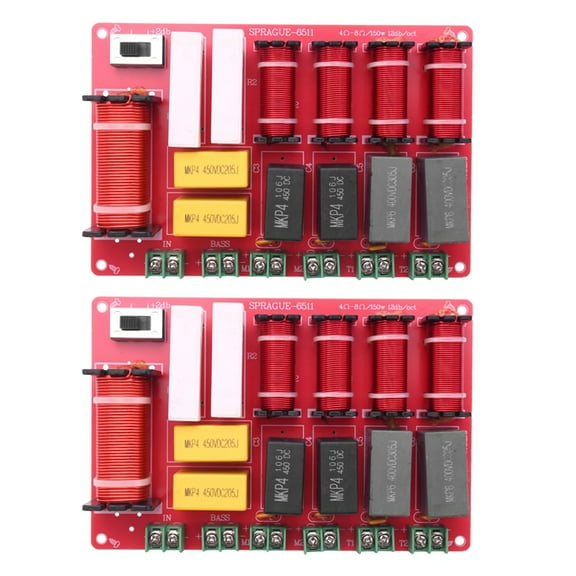 2X 300W 5 Way Speaker Audio Frequency Divider 2 Tweeter 2 Middle  1 Speaker Crossover for Home Audio System