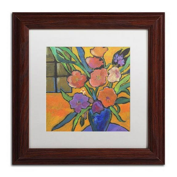 Trademark Fine Art "The Purple Table" Canvas Art by Sheila Golden, White Mat, Wood Frame