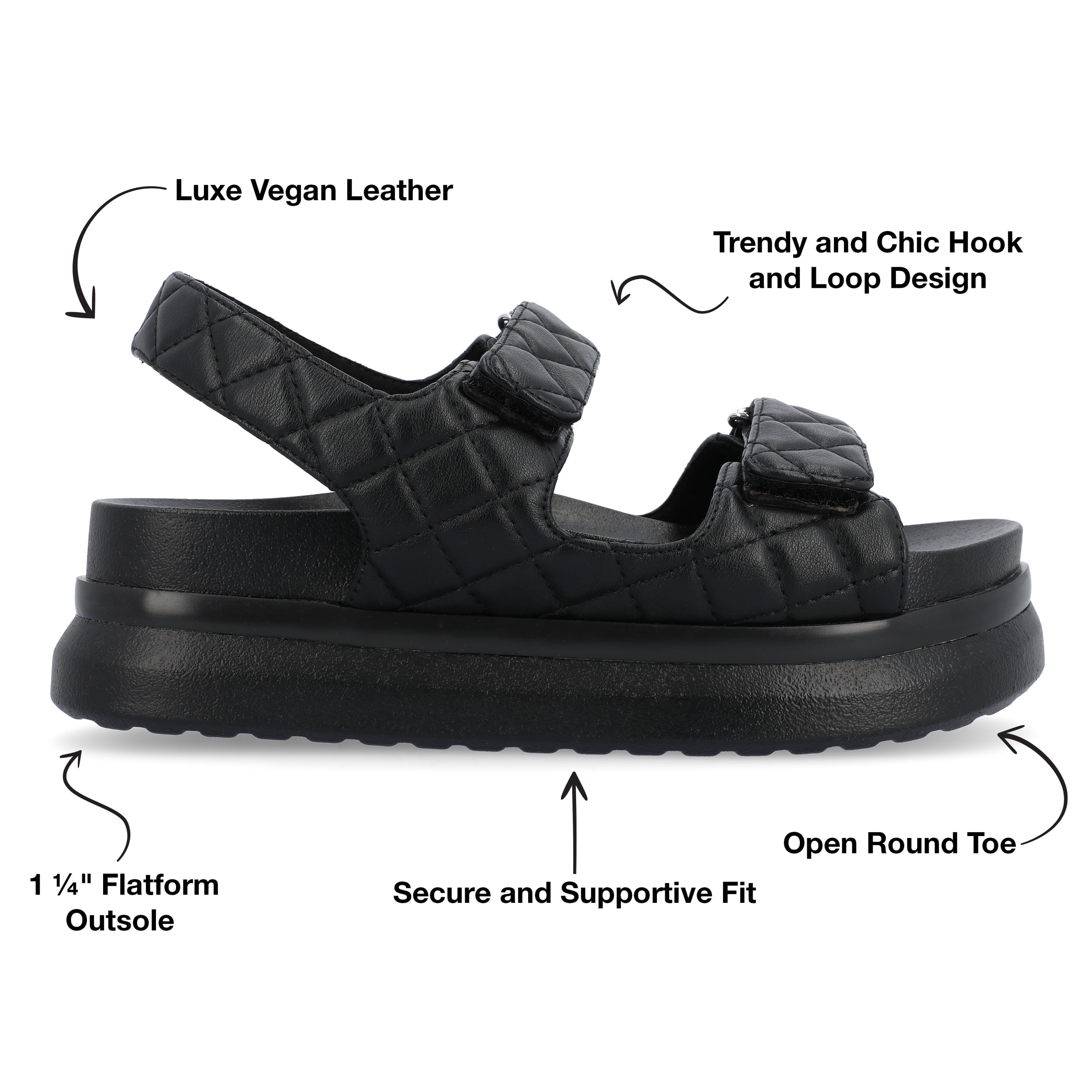 Journee Womens Debby Hook and Loop Platform Sport Sandals