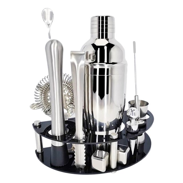 Camarero de acero inoxidable de 12 piezas soporte de batidora de bebidas de material acero inoxidable para principiantes perfecto para el