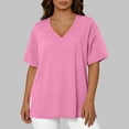 thumbnail image 7 of Amzcrzy Plus Size Tops for Women Trendy V Neck Short Sleeve Womens Tops Comfortable Loose Fit Side Split Basic Tee Shirts Versatile Casual Solid Color Summer Tops XL, 7 of 7