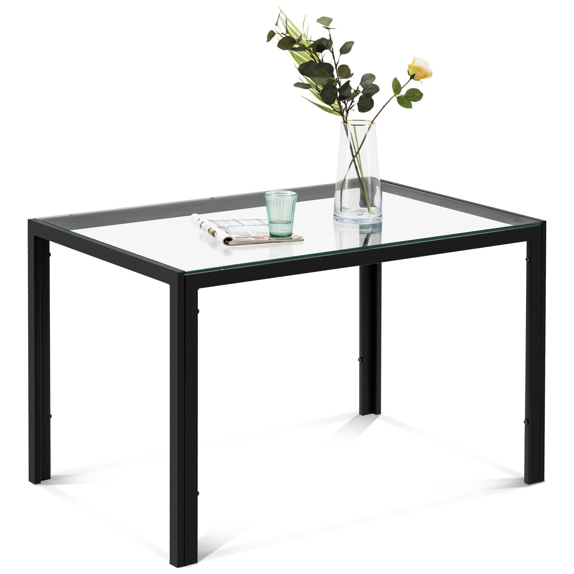 Ivinta Furniture Dining Room Table Rectangular Glass, Outdoor Black Dining Tables for 4/6, Space