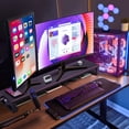 thumbnail image 4 of Dual Monitor Stand Riser with 4 USB 3.0 Hub Ports, Aluminum Strong&amp;Sturdy for Computer, TV, PC, Printer, Multi Media Speaker-Multifunctional Desktop Organizer, 4 of 7