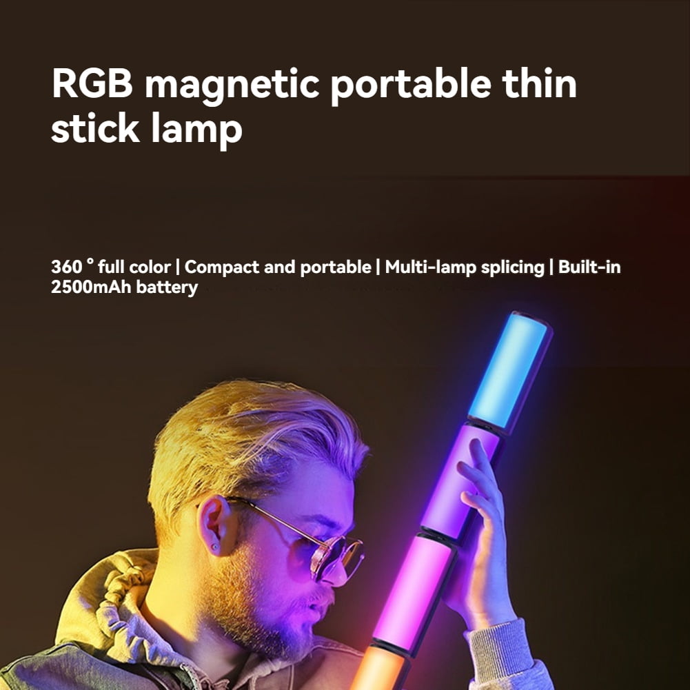 Luce LED Video RGB Stick Rotante 360&deg; - Mini, Magnetica, Con Batteria, 2500-9000K Per Foto E Video
