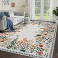thumbnail image 2 of Washable 5x7 Area Rugs, Large Living Room Rug, Non-Slip Soft Floral Rugs for Bedroom, Botanical Area Rug Carpet for Dining Room Guest Room (Beige,5'x7'), 2 of 7