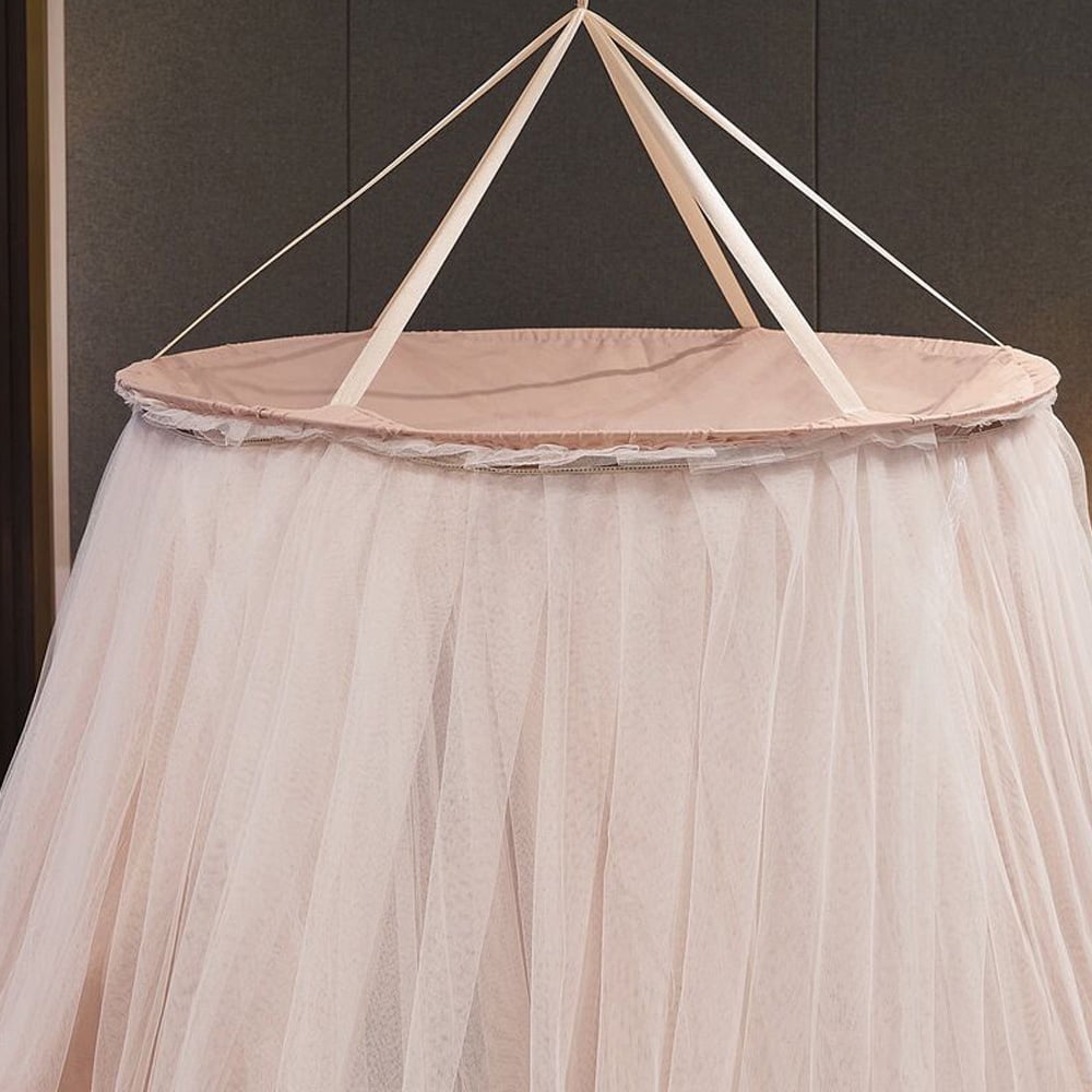 Kadahis Bed Canopy For Girls & Adults, Round Dome Lace Princess Canopies Netting, Elegant Double Layer Bed Canopy Drapes For Decoration, Playing,Reading,Sleepping