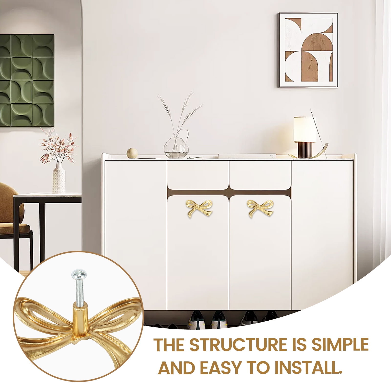 12PCS Bow Drawer Knobs Solid Brass Bow Cabinet Knob Compact Bow Drawer Pulls Decorative Bow Cabinet Pulls Elegant Bow Cabinet Handle Beautiful Bow Furniture Knobs for Home