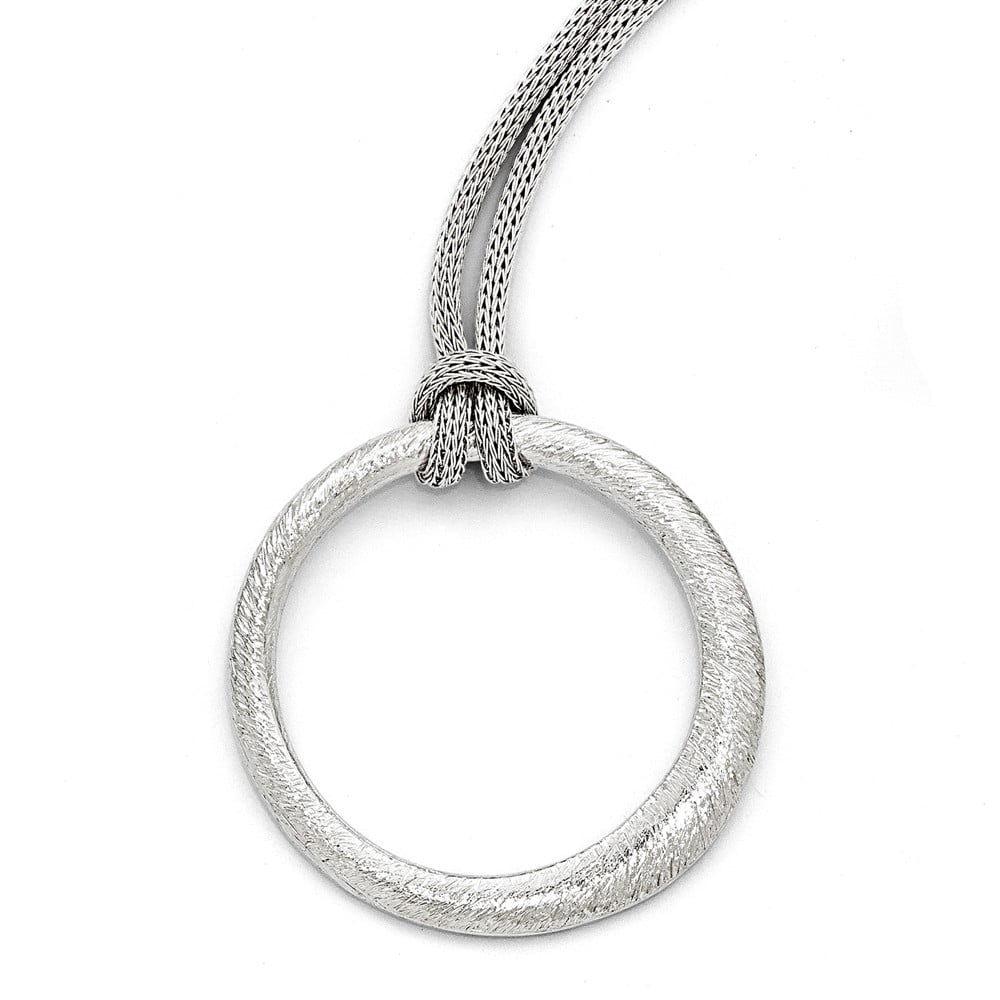 Sterling Silver Length 18 in Leslie's Sterling Silver Textured & Diamond Cut w/1.25 in ext Necklace