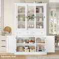 thumbnail image 4 of Homfa White Bookcase with Sliding Glass Doors, 73.5" Standard Bookcase with 2 Drawers, 5-tier Freestanding Storage Cabinet for Home Office Living Room, 4 of 7