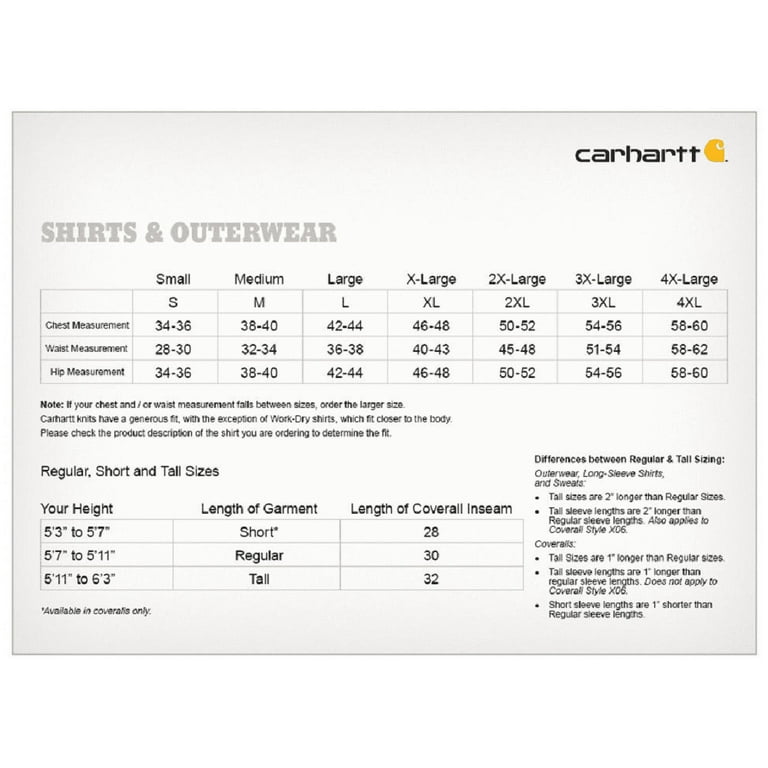 Size Chart Carhartt Wip Pocket Tee Sizing Carhartt 103296 Relaxed