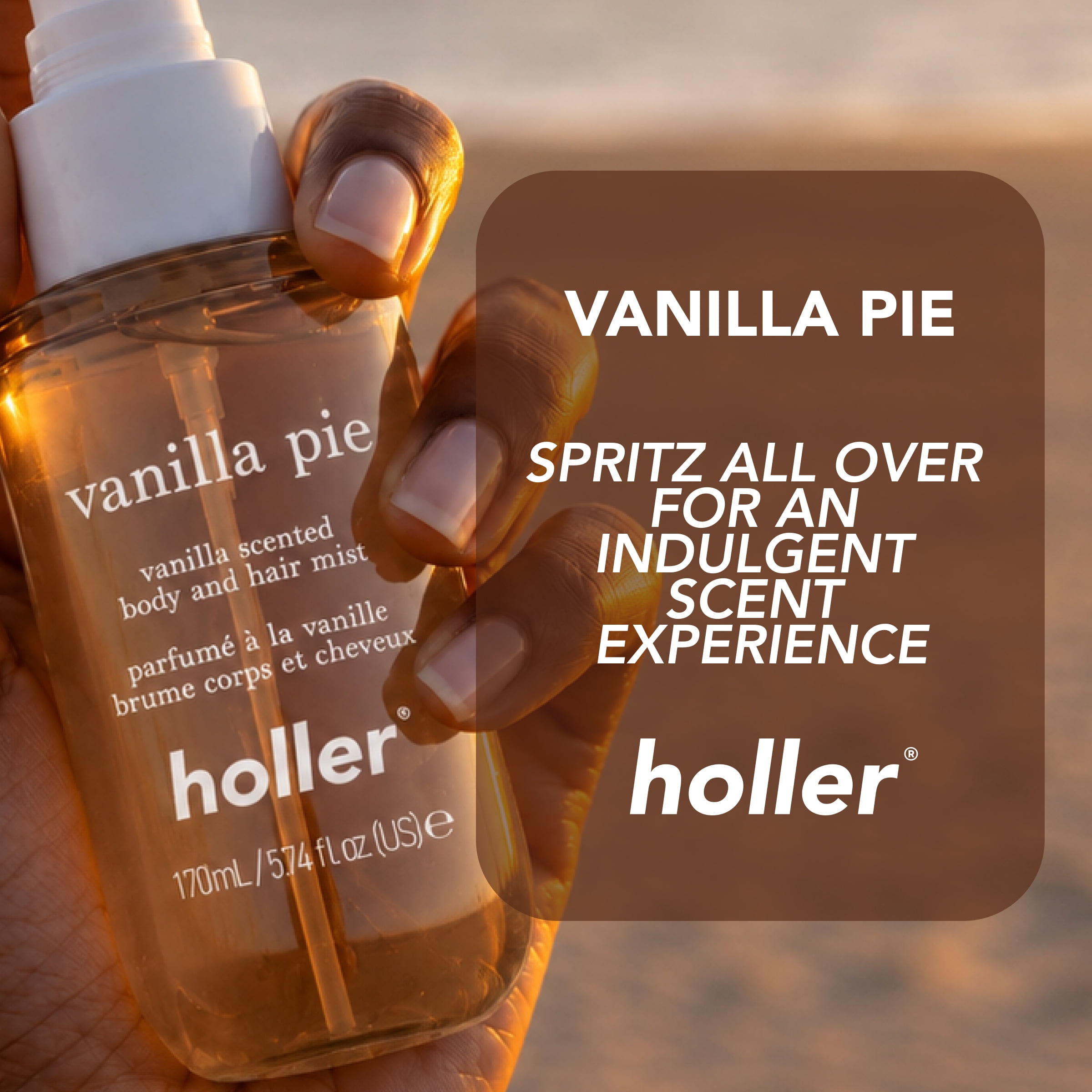 HOLLER Vanilla Pie Vanilla Scented Body and Hair Fragrance Mist, 5.7 fl oz