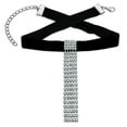 thumbnail image 2 of Bling Jewelry Womens Choker Necklace with Black Velvet and Rhinestone Waterfall Fringe for Prom, 2 of 4