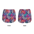 thumbnail image 3 of Pofeuu Tropical Leaves Print Women's Athletic Shorts Running Workout Shorts Tummy Control Quick Dry Gym Shorts with Pockets Double layer sports shorts-Medium, 3 of 7