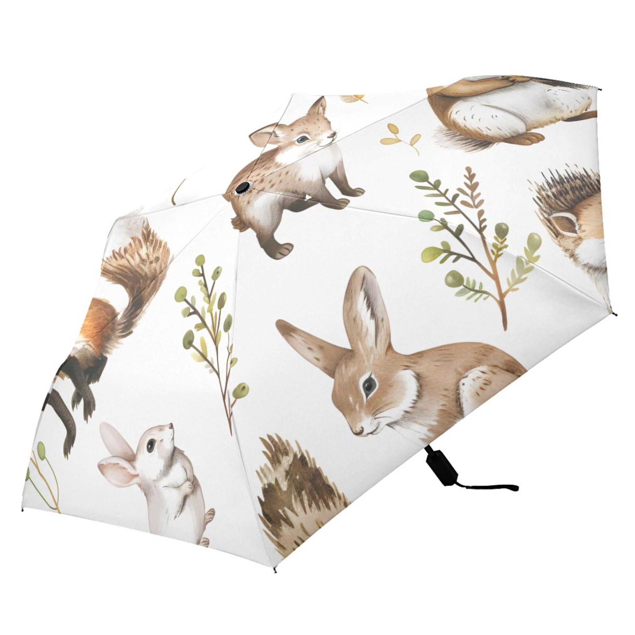 ALAZA Cute Forest Animals UPF 50+ Compact Folding Umbrella for Rain Travel Umbrella Packable