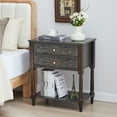 thumbnail image 5 of Wirrytor Farmhouse 2 Drawer Dresser Nightstand in Brown, Wooden Walnut Bedside Table with 2 Drawers and Storage Shelf, Embossed Pattern, for Bedroom Dorm Apartment, 5 of 8