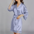thumbnail image 6 of IROINNID Long Sleeve Dress for Women Homewear Long-Sleeve V-Neck Dress Color Lace Night-Robe One Size Discount,Gray, 6 of 8