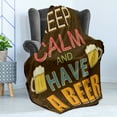 thumbnail image 4 of Keep Calm Soft Flannel Fleece Throw Blanket, Have a Beer Vintage Poster Design with Foamy Glasses Cheers Old Pubs and Bars, Cozy Plush for Indoor and Outdoor Use, 70" x 90", Multicolor, by Ambesonne, 4 of 5
