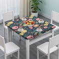thumbnail image 3 of Pioneer Flower Floral Print Pattern Square Fitted Tablecloth with Elastic Edge,Square Table Cover,Washable Elastic Table Cover for Home Kitchen Party Decor 34"x34", 3 of 6